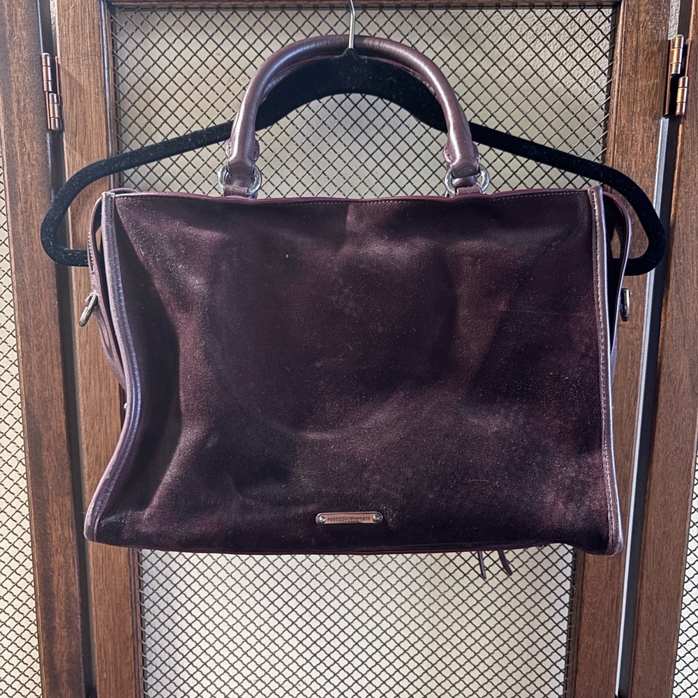 Rebecca Minkoff Deep Plum Suede Top-Handle Briefcase